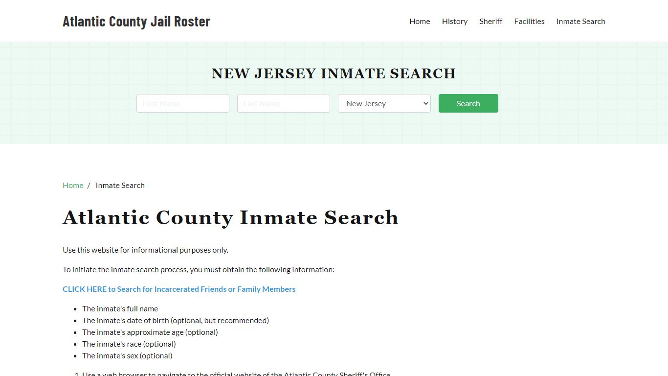 Atlantic County, NJ Detainee Lookup