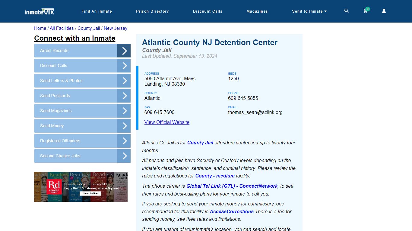 Atlantic County NJ Detention Center - Inmate Locator