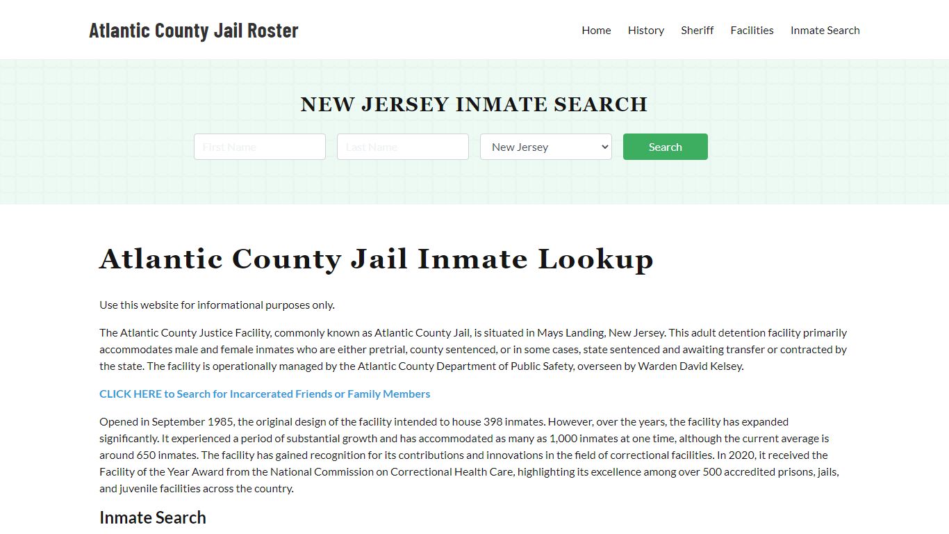 Atlantic County Jail Roster Lookup, NJ, Inmate Search